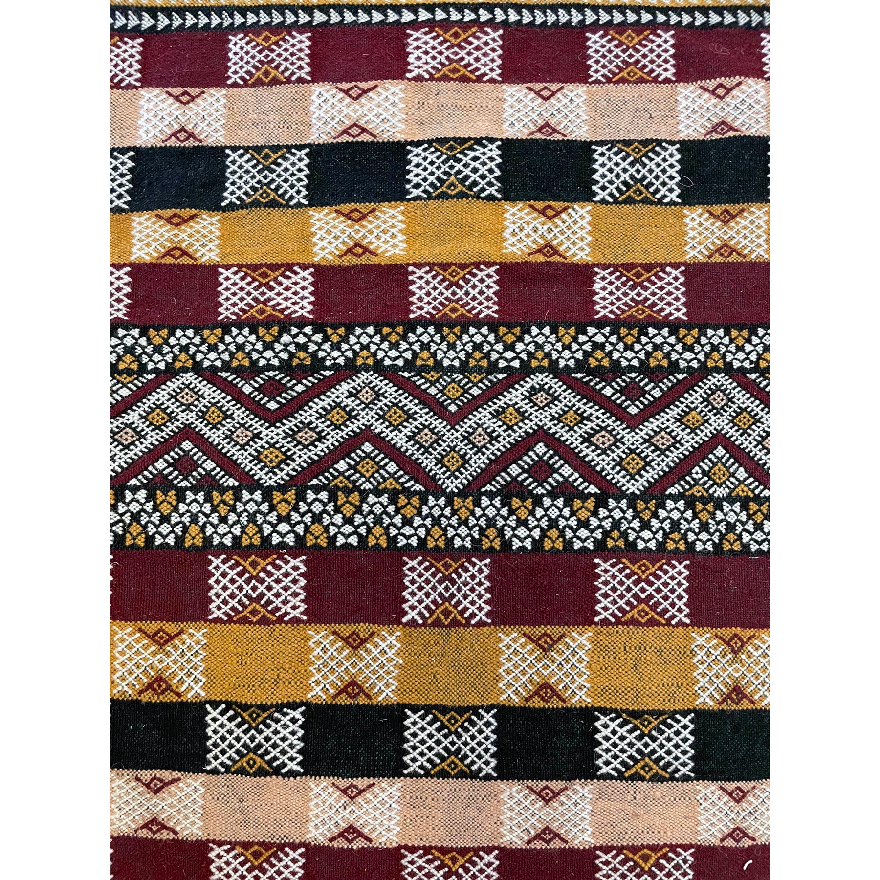 Red, gold, and black Moroccan flatweave living room rug - Kantara | Moroccan Rugs