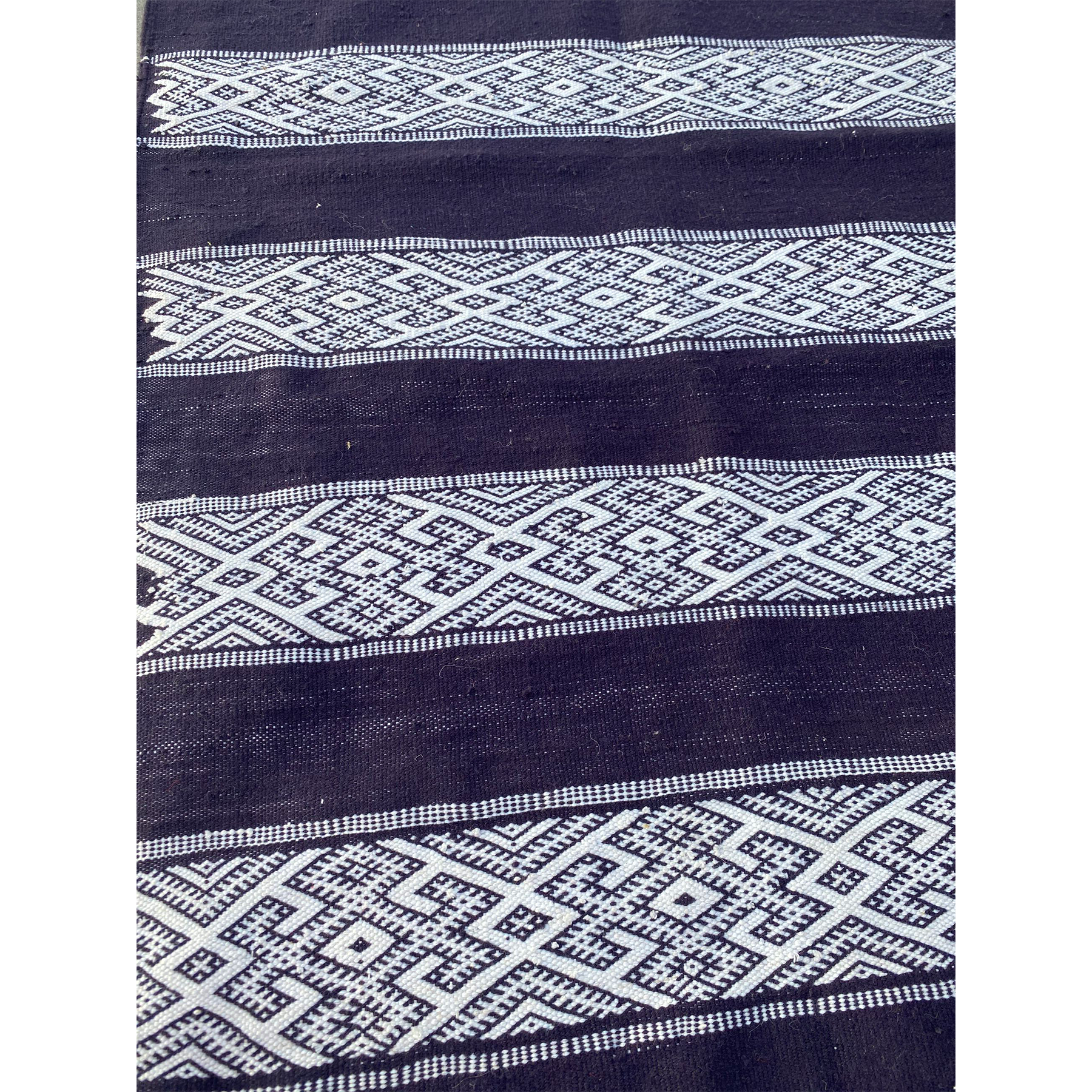 Striped blue Moroccan flatweave kilim - Kantara | Moroccan Rugs