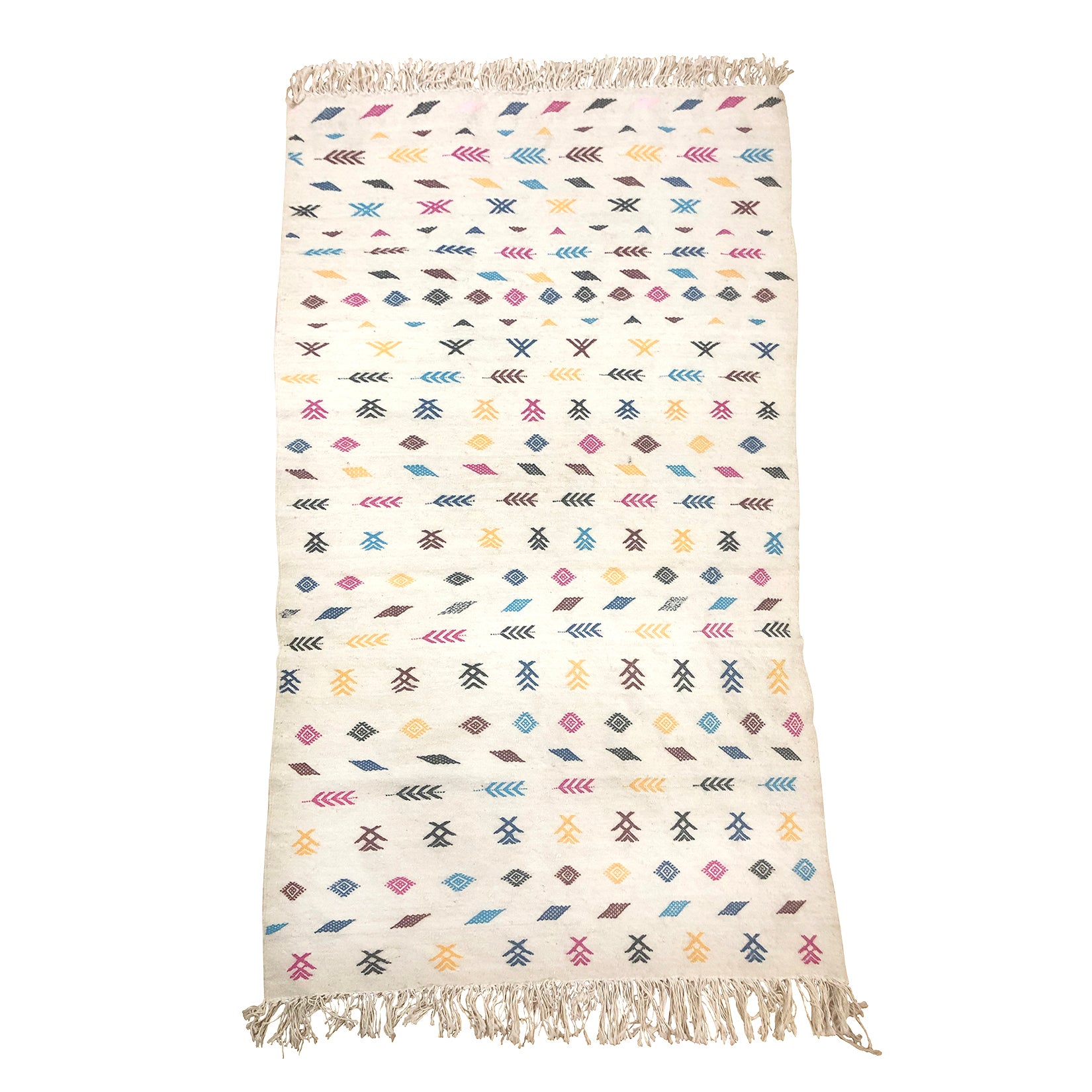 Colorful bohemian white Moroccan rug - Kantara | Moroccan Rugs