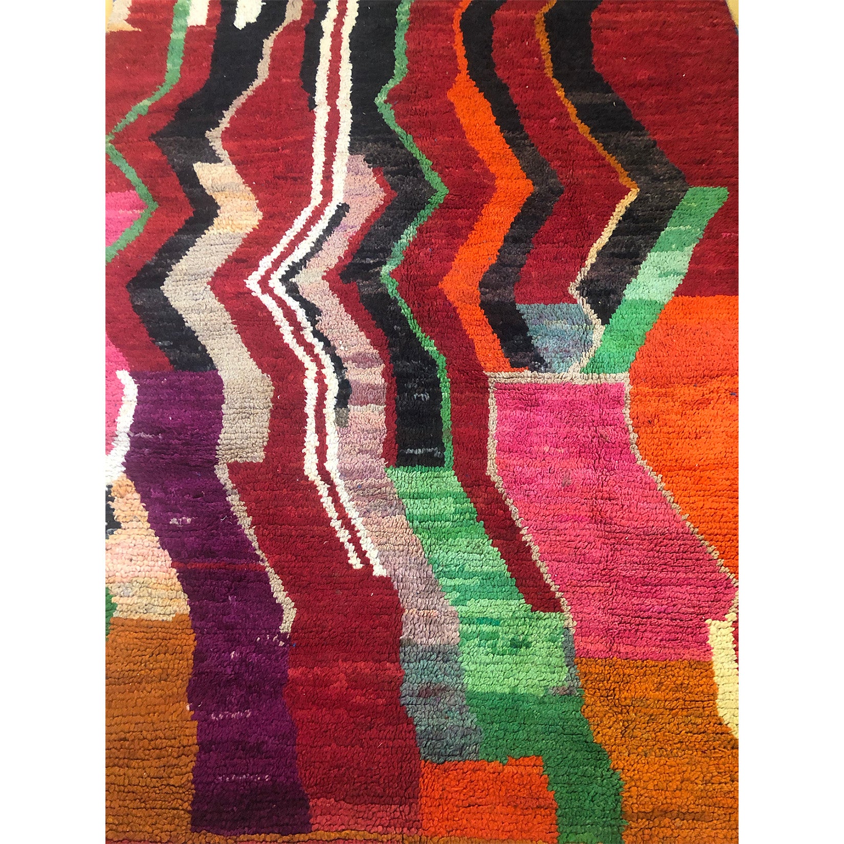 Colorful art deco red berber carpet - Kantara | Moroccan Rugs