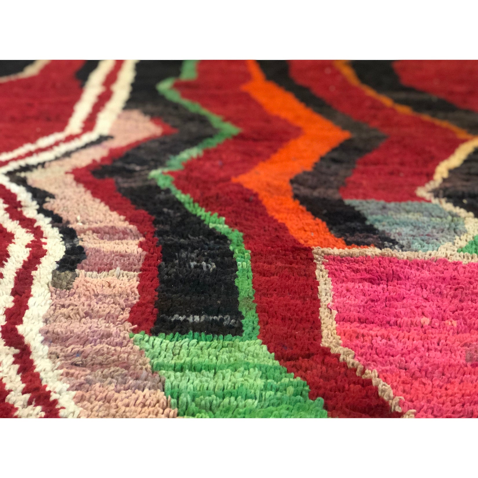 Authentic art deco red Moroccan area rug - Kantara | Moroccan Rugs