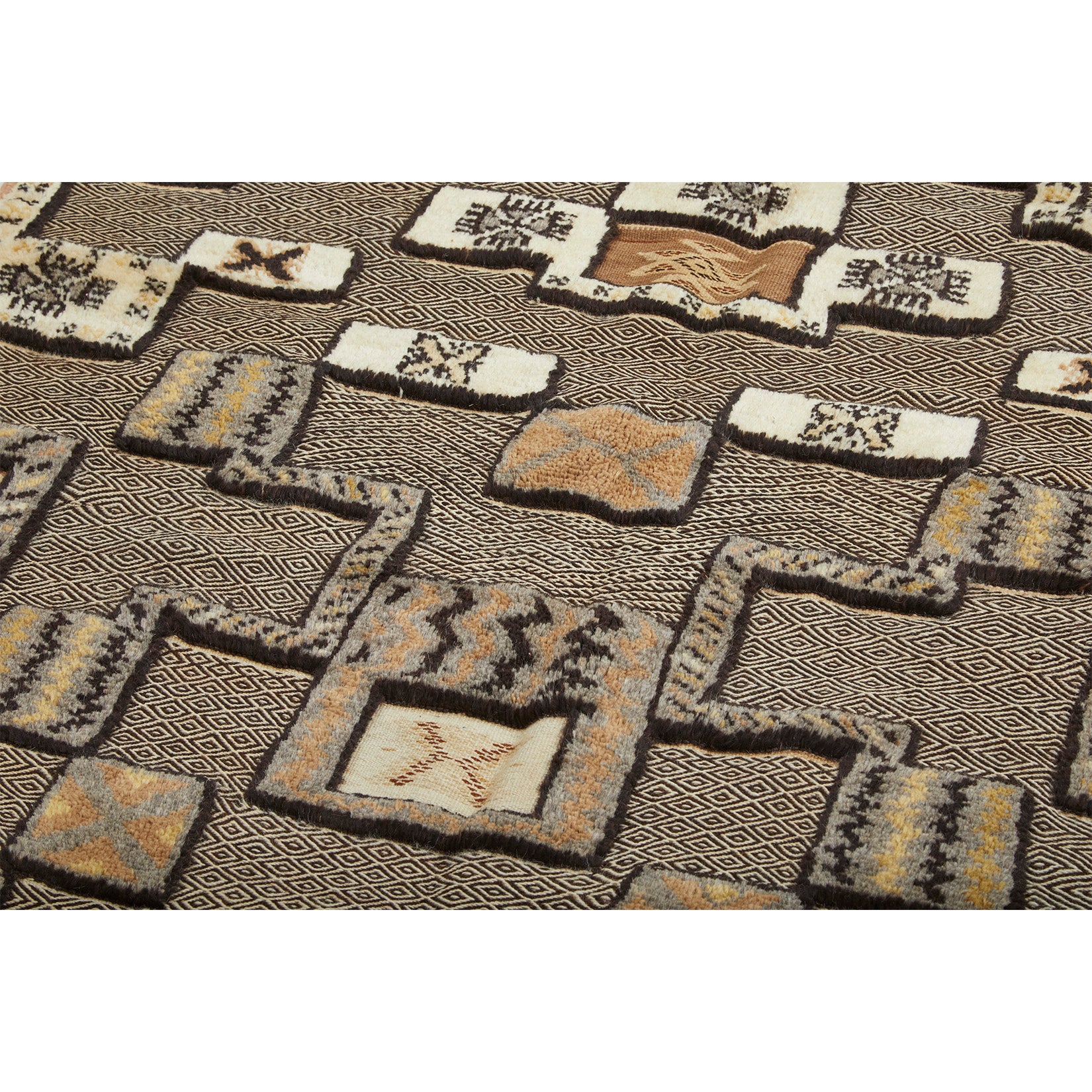 Contemporary golden brown geometric berber carpet - Kantara | Moroccan Rugs