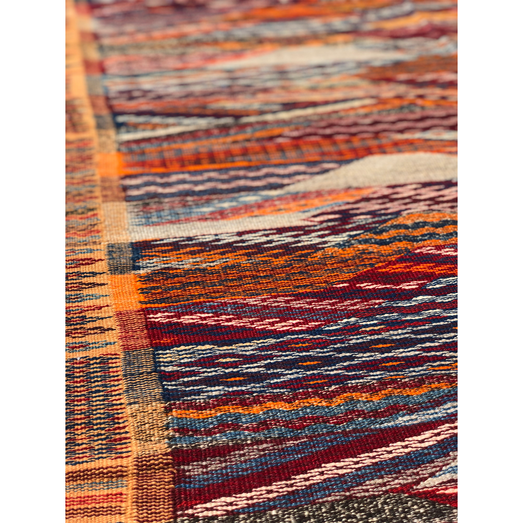 Modern kilim orange and red Moroccan rug - Kantara | Moroccan Rugs