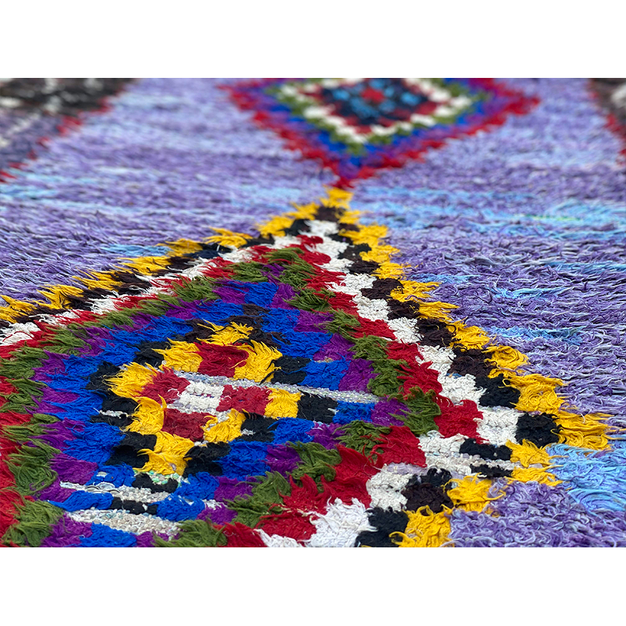 Authentic boucherouite rag rug with diamond motif - Kantara | Moroccan Rugs