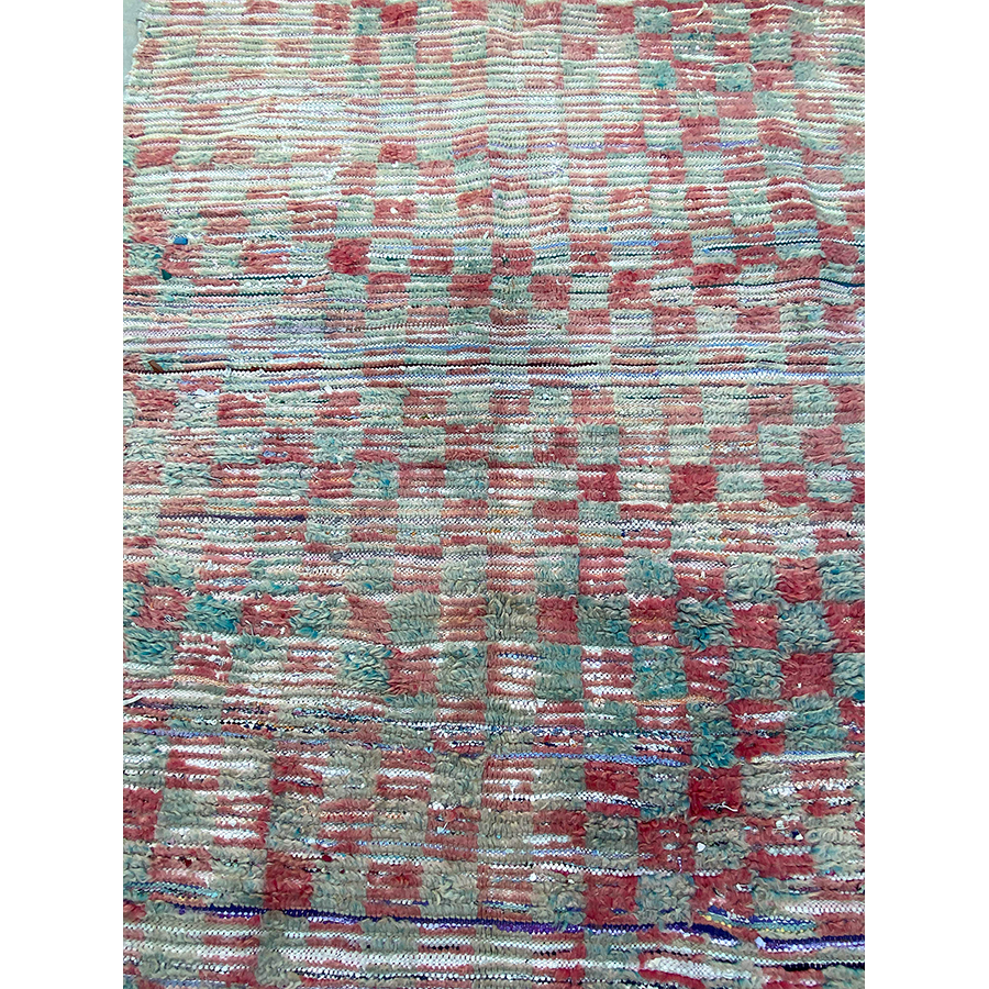 Turquoise and red Moroccan vintage rug - Kantara | Moroccan Rugs