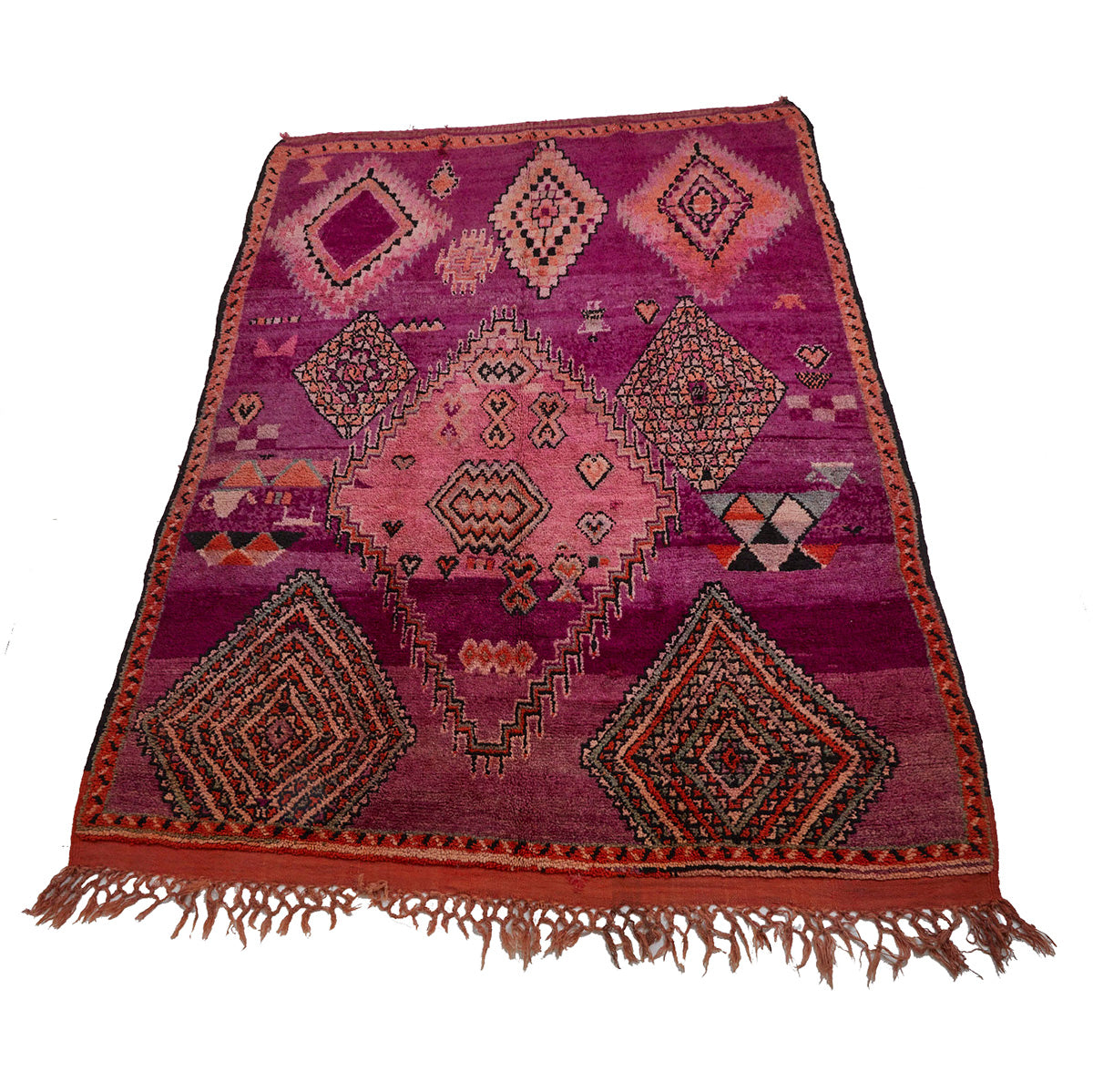 Modern Moroccan diamond rug in shades of pink and purple - Kantara | Moroccan Rugs