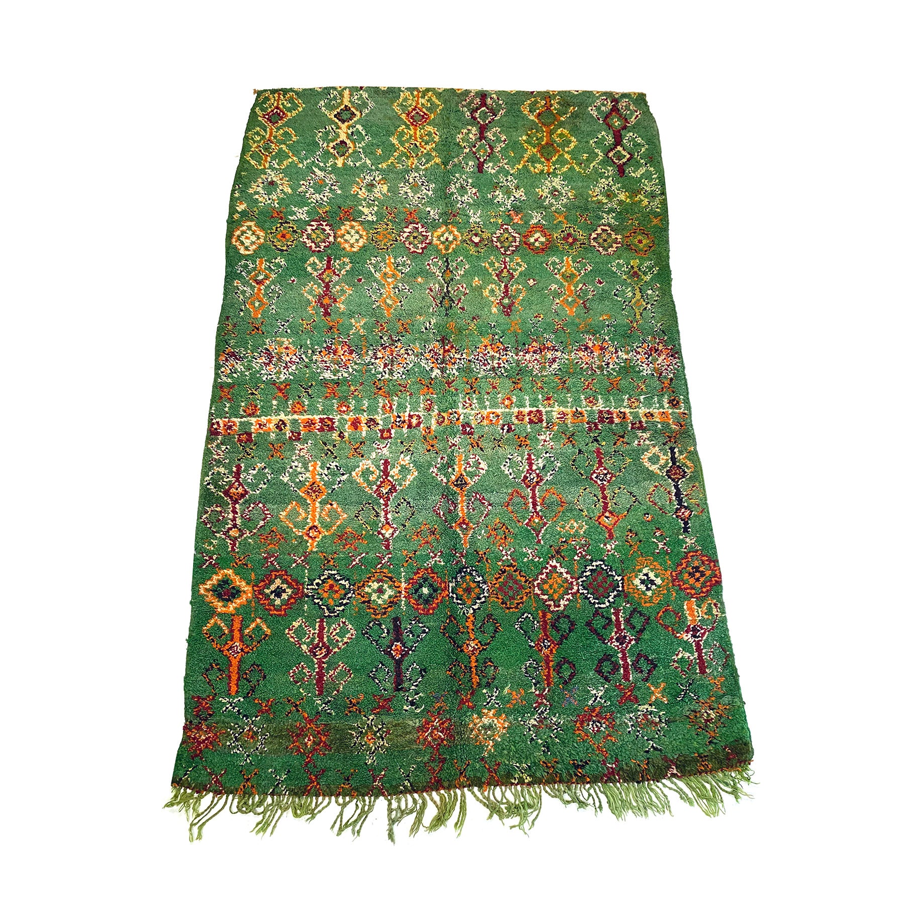 Kelly green reversible Beni Mguild style Moroccan berber rug - Kantara | Moroccan Rugs