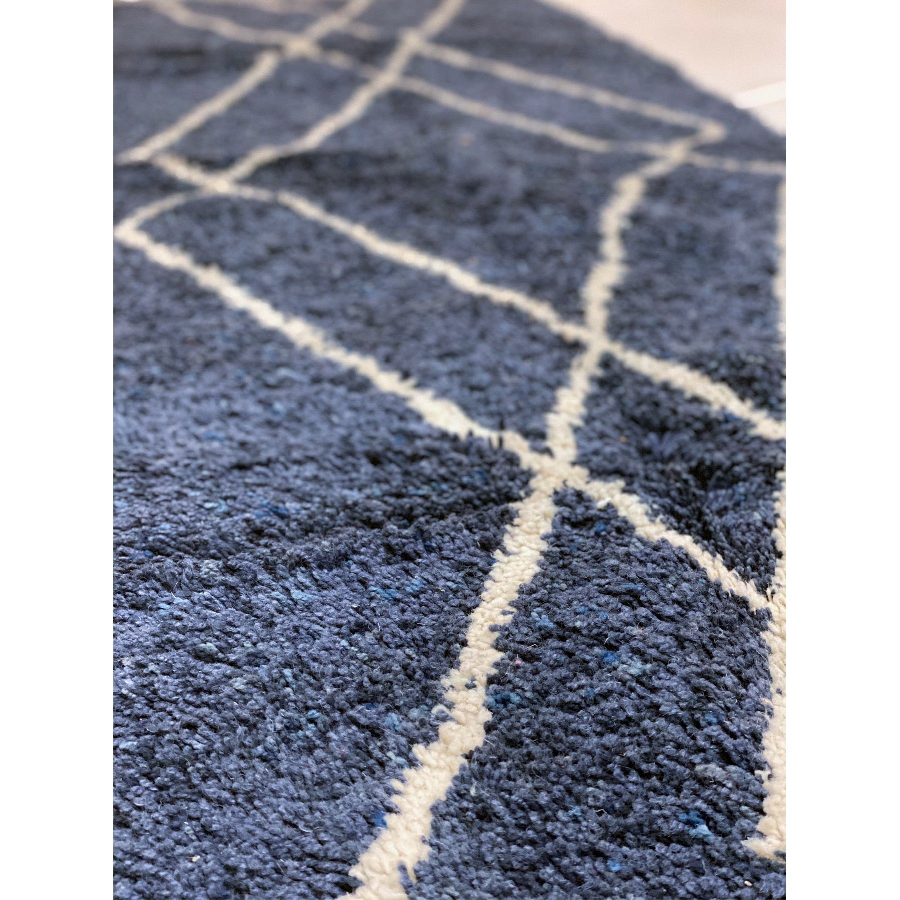 Blue geometric design Moroccan runner rug - Kantara | Moroccan Rugs