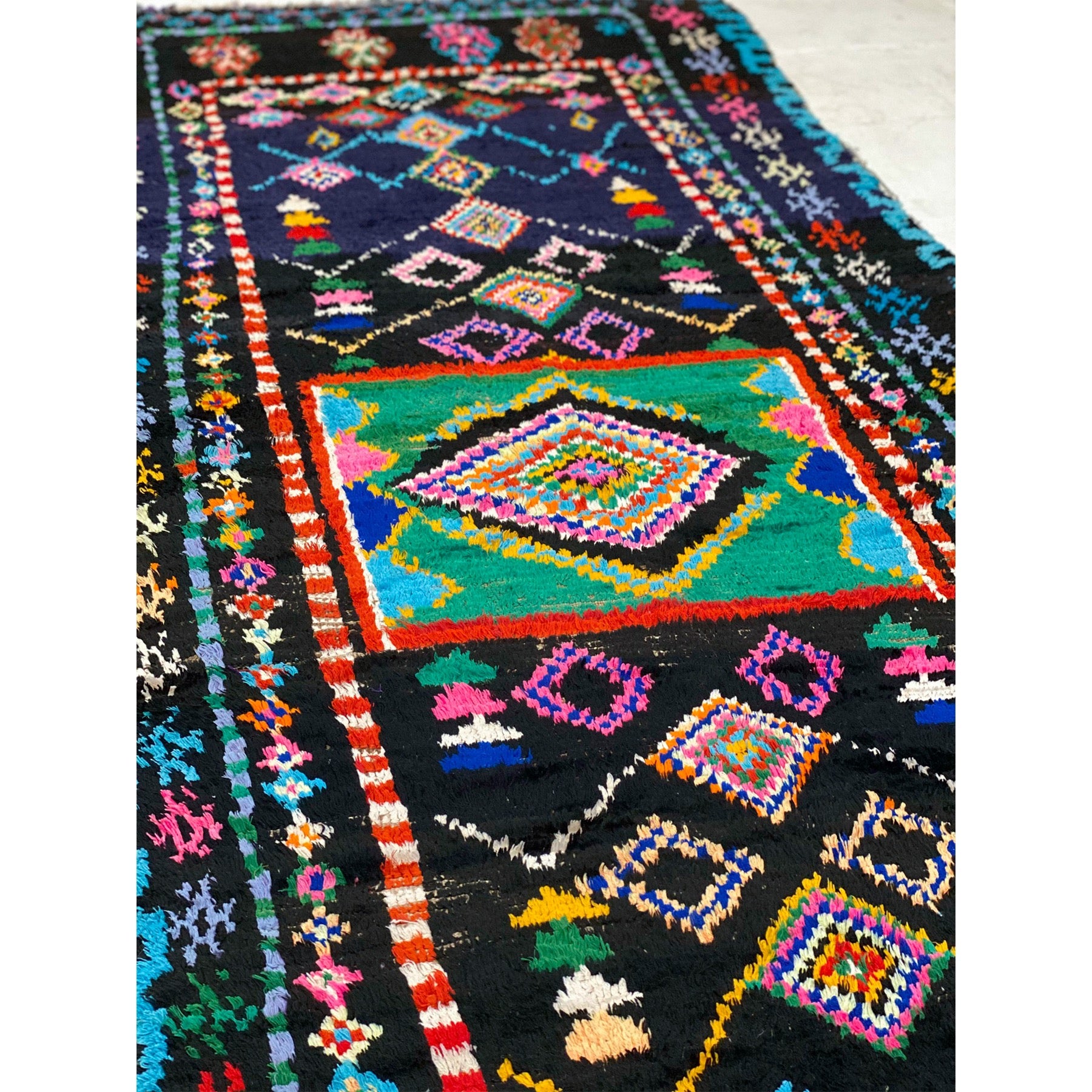 Black Moroccan berber boucherouite artisan rug - Kantara | Moroccan Rugs