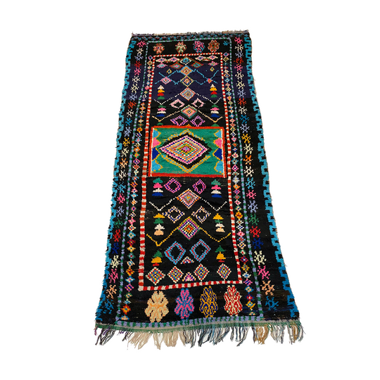 Black boucherouite Moroccan entryway rug - Kantara | Moroccan Rugs