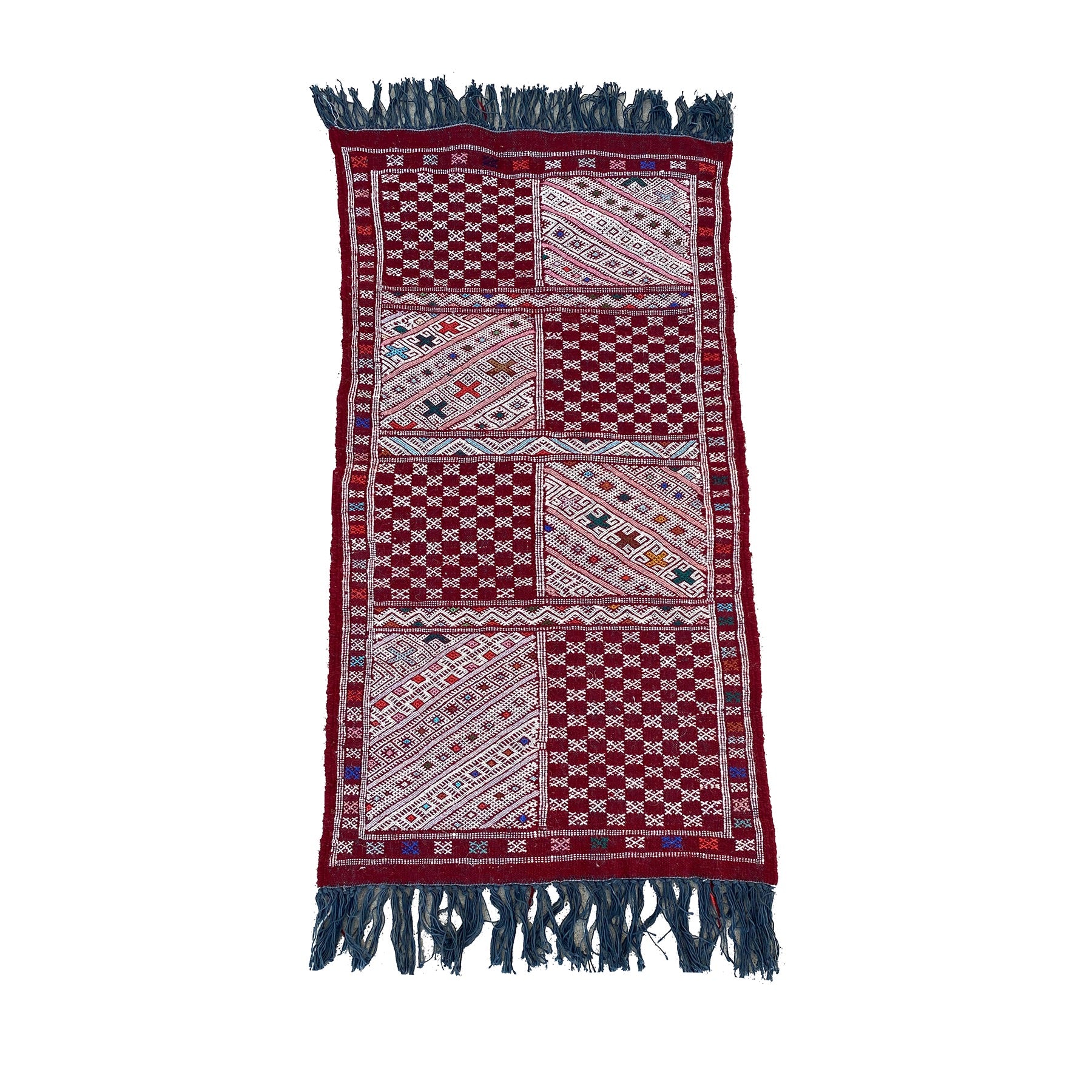 Small red and white Moroccan kilim throw rug - Kantara | Moroccan Rugs