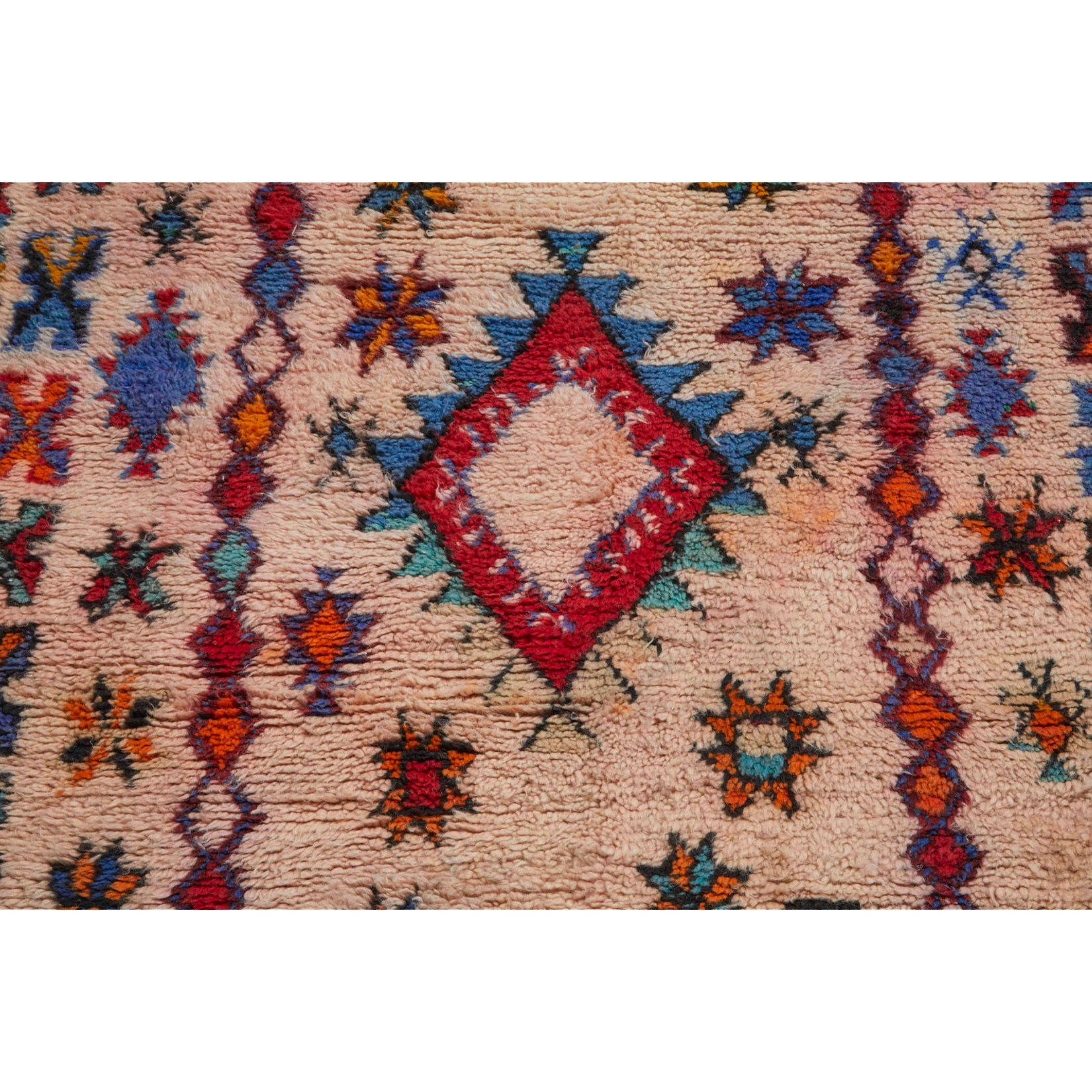 Geometric Moroccan berber carpet with colorful details - Kantara | Moroccan Rugs