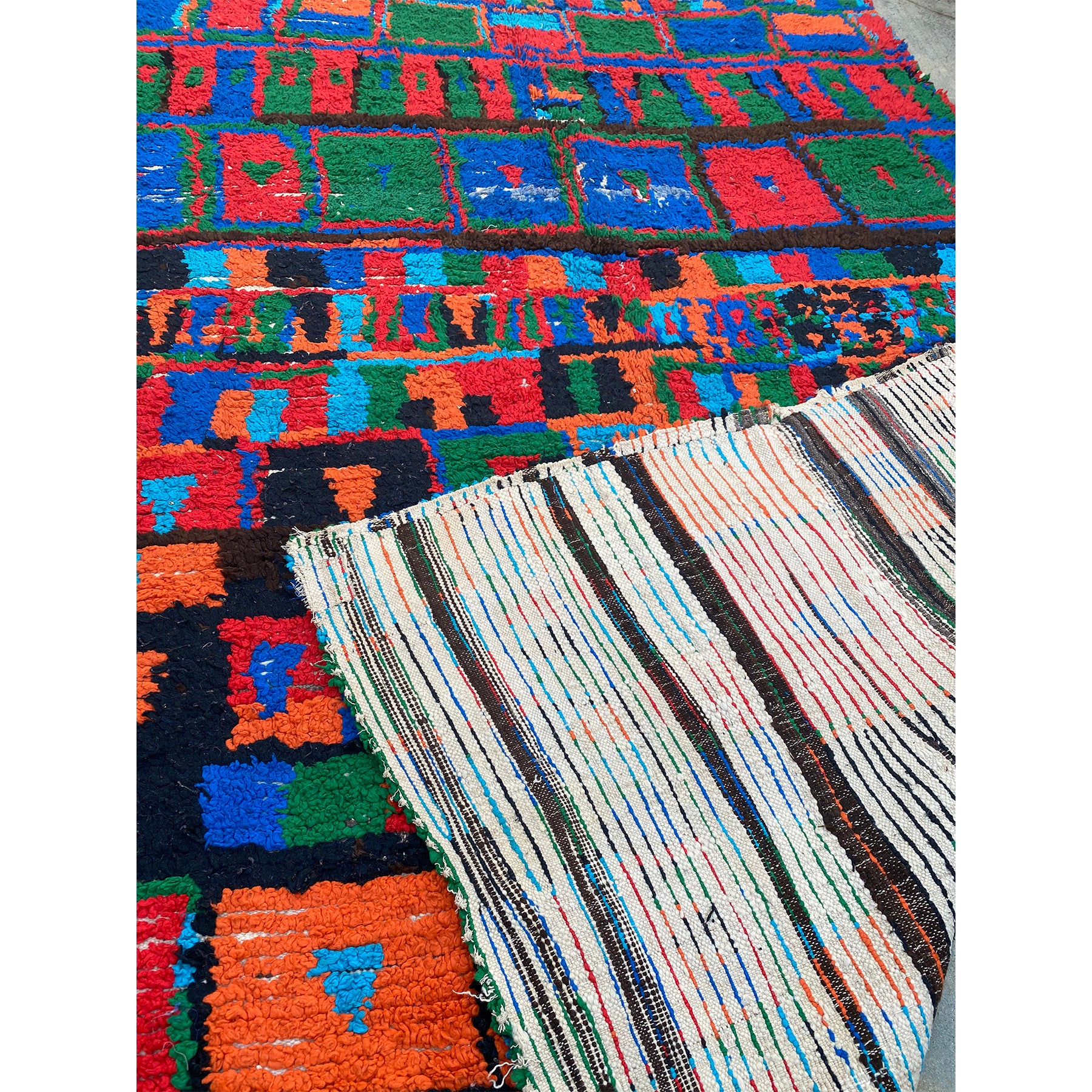 One of a kind vintage color block Moroccan berber carpet - Kantara | Moroccan Rugs