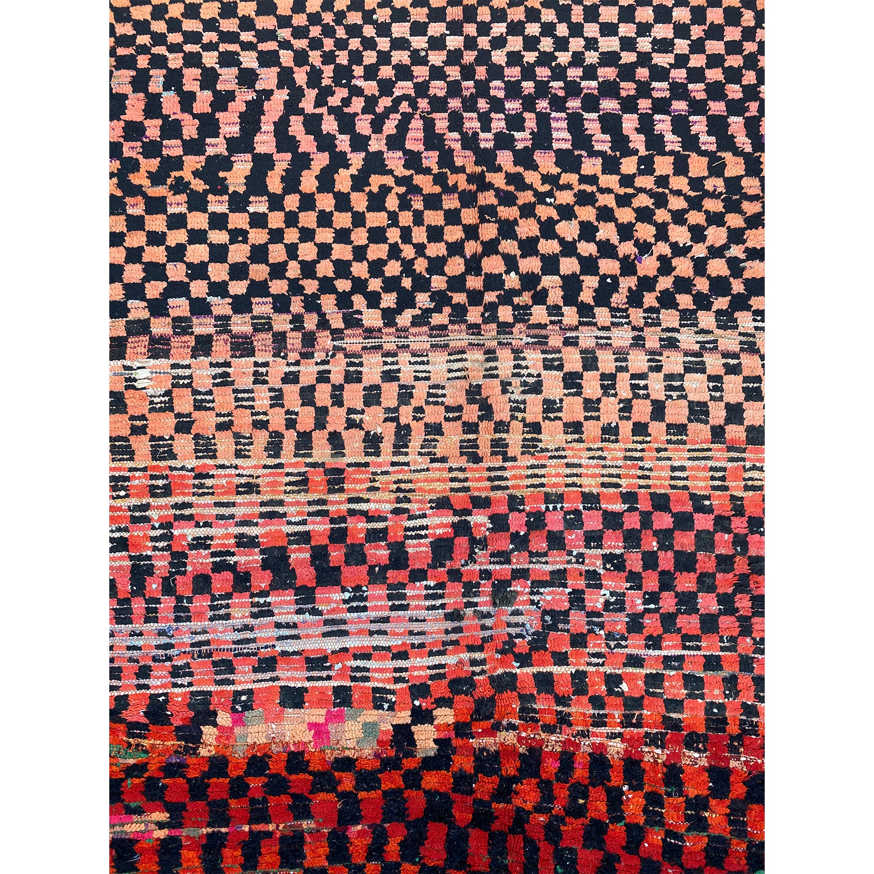 Vintage geometric red Moroccan checkerboard rug - Kantara | Moroccan Rugs