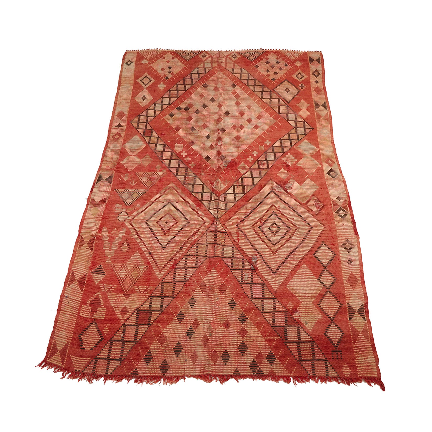 Pink & red vintage Boujaad style Moroccan entryway rug - Kantara | Moroccan Rugs