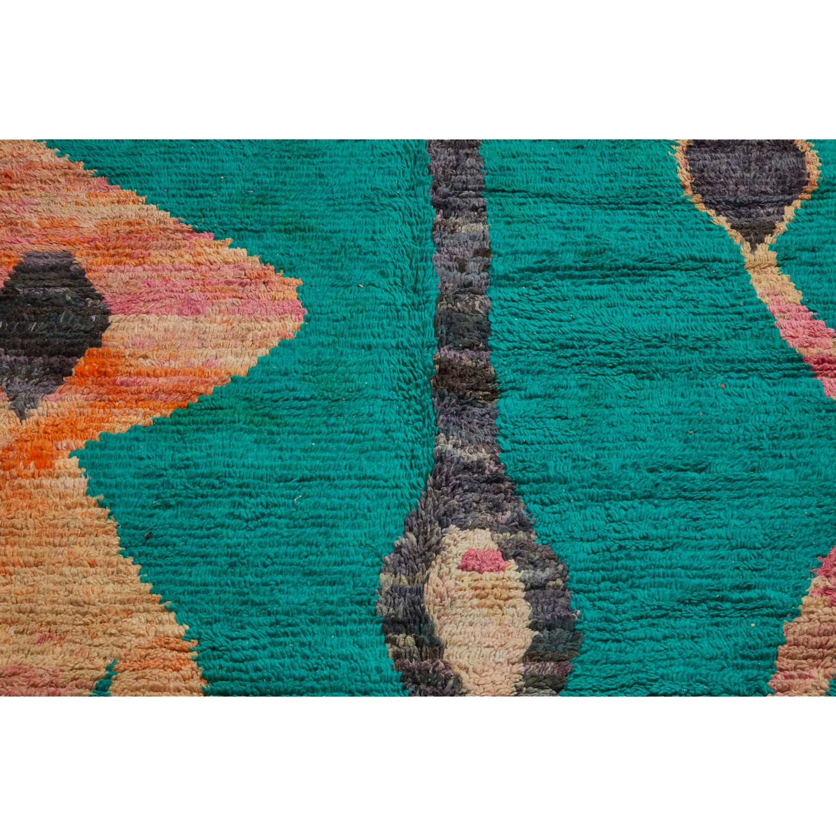 Large green Moroccan area rug with abstract design - Kantara | Moroccan Rugs