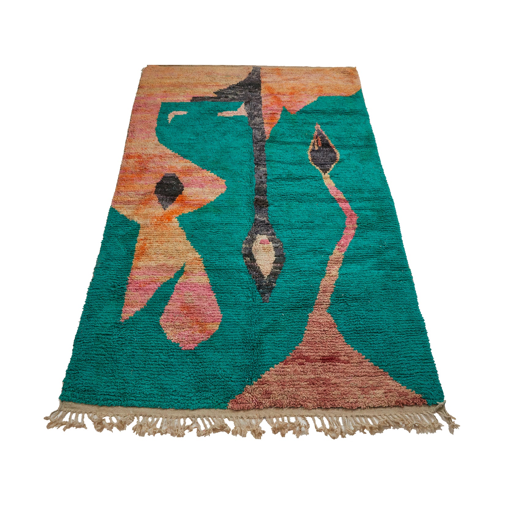 Rare boho chic Moroccan area rug in green - Kantara | Moroccan Rugs