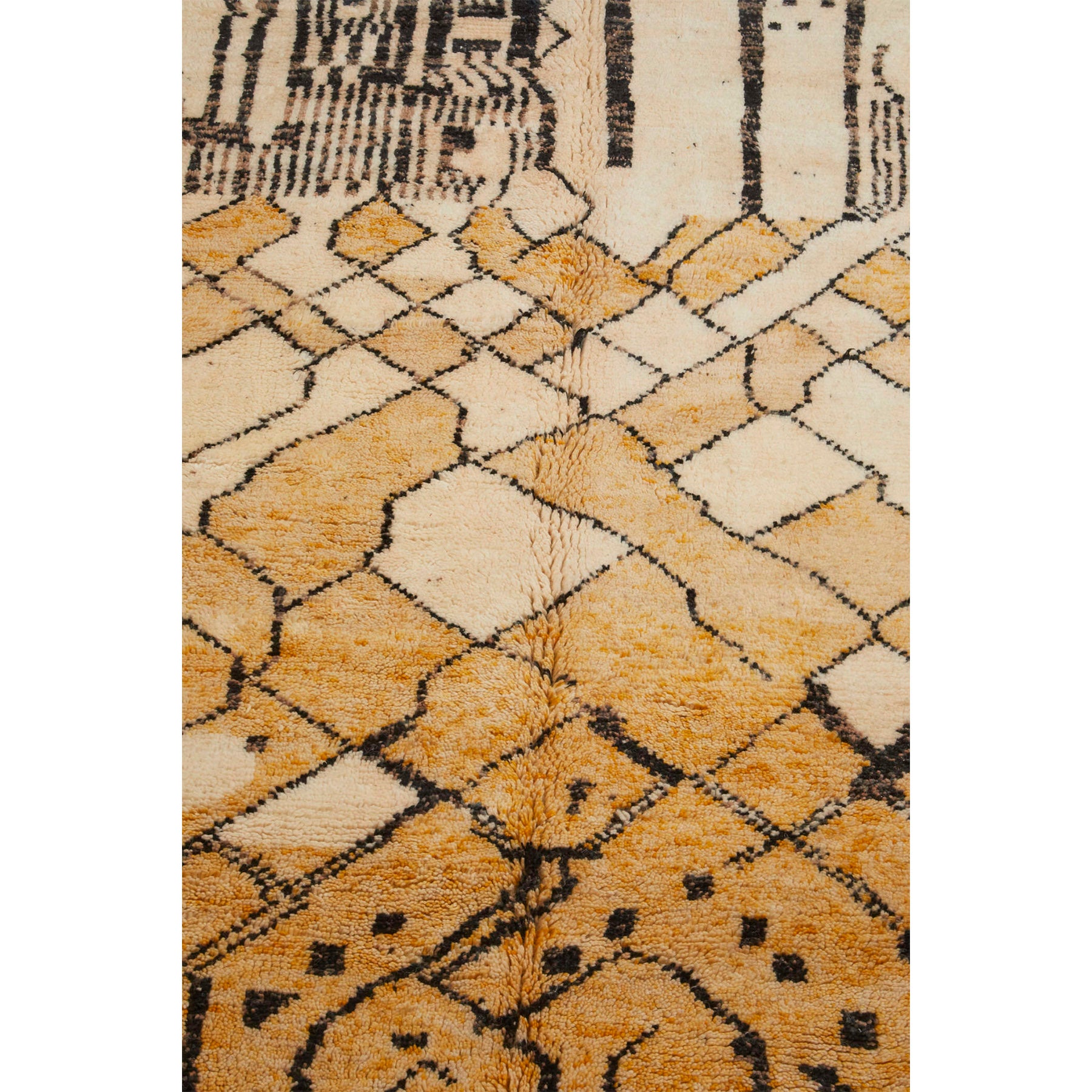 HEBA - Abstract Moroccan area rug with designs in goldenrod yellow