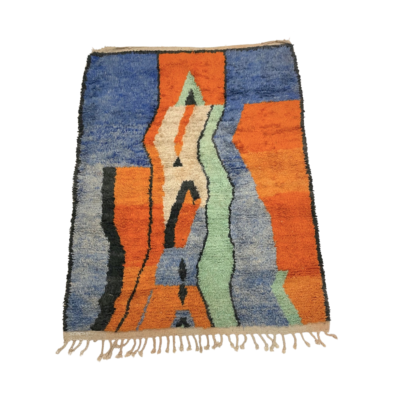 Orange and blue Moroccan rug with abstract design - Kantara | Moroccan Rugs