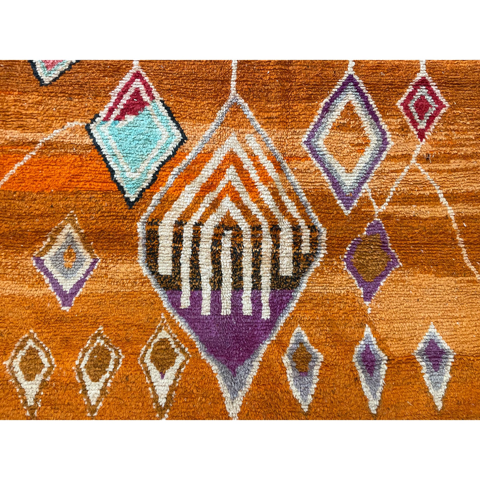 Art deco style orange Moroccan area rug - Kantara | Moroccan Rugs
