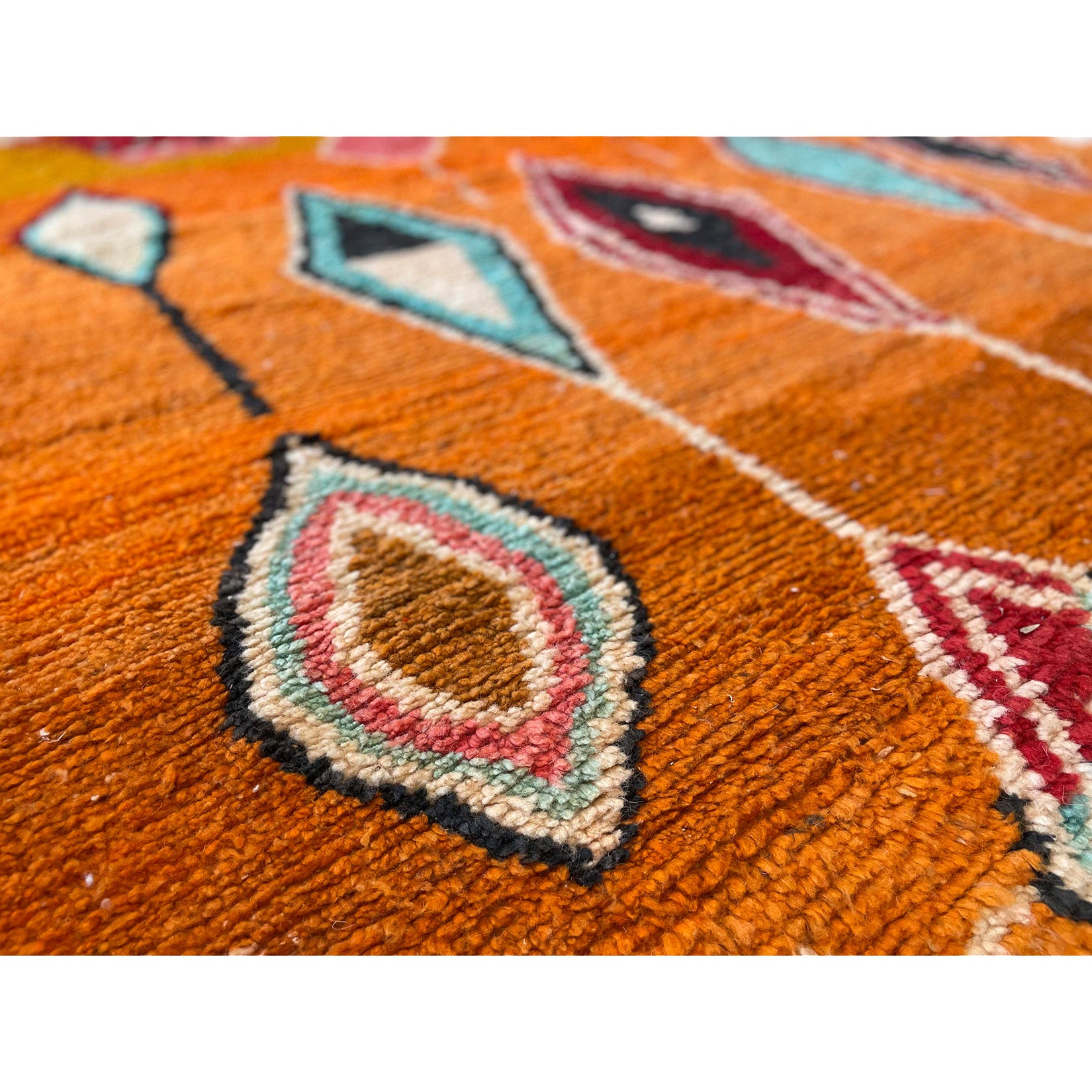 Handwoven wool pile Moroccan rug in orange - Kantara | Moroccan Rugs