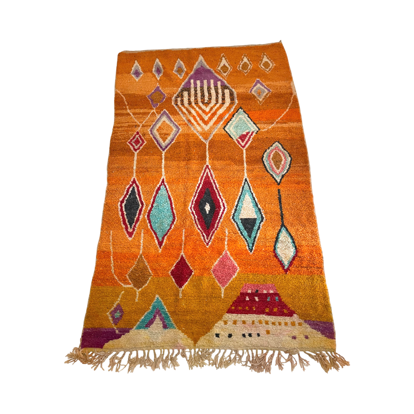Handwoven Boujaad style Moroccan rug in orange - Kantara | Moroccan Rugs