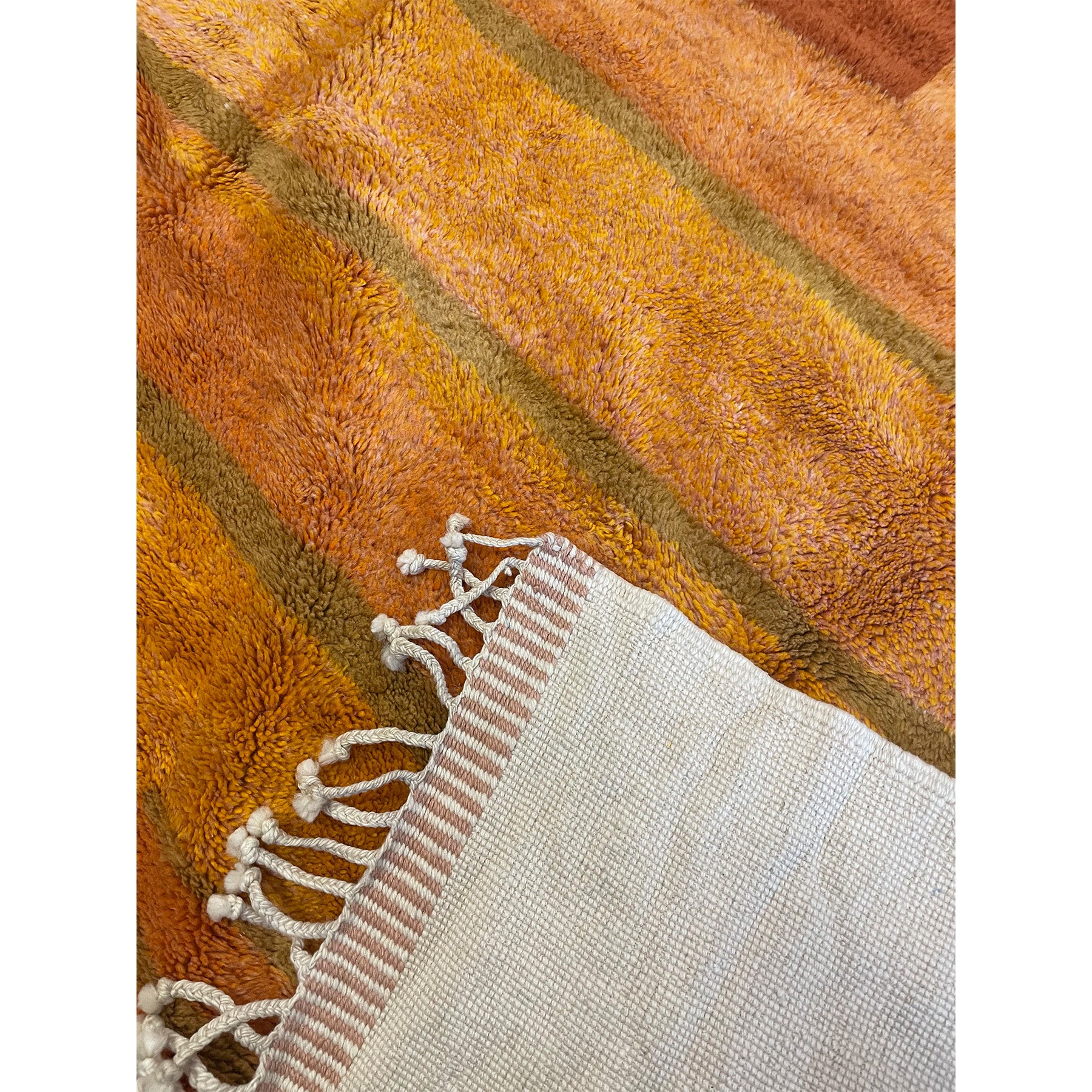 Funky orange Moroccan statement rug with green accents - Kantara | Moroccan Rugs