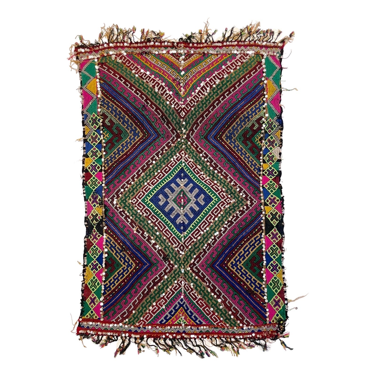 Colorful vintage Moroccan flatweave throw rug - Kantara | Moroccan Rugs