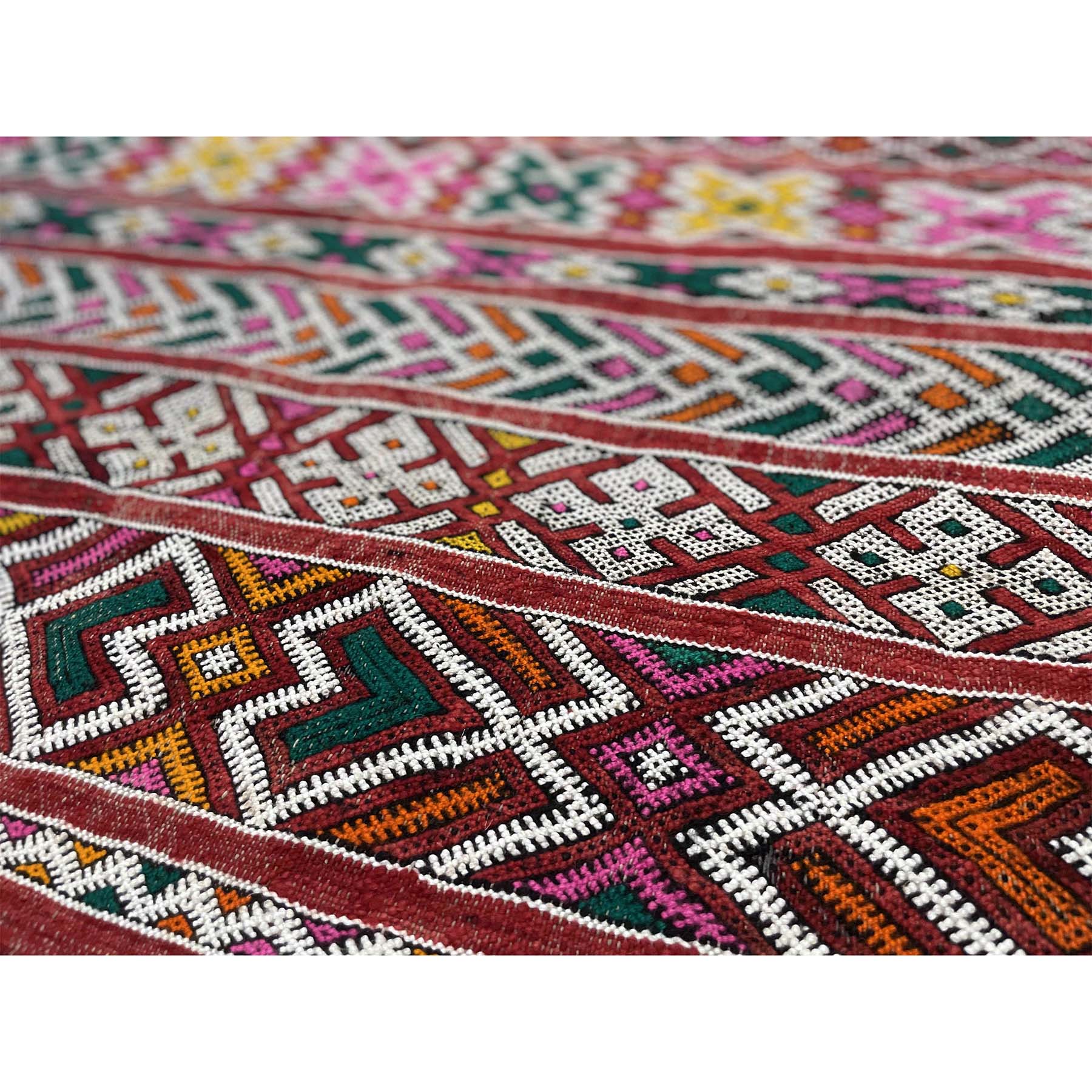 Vintage boho chic red Moroccan flatweave throw rug - Kantara | Moroccan Rugs