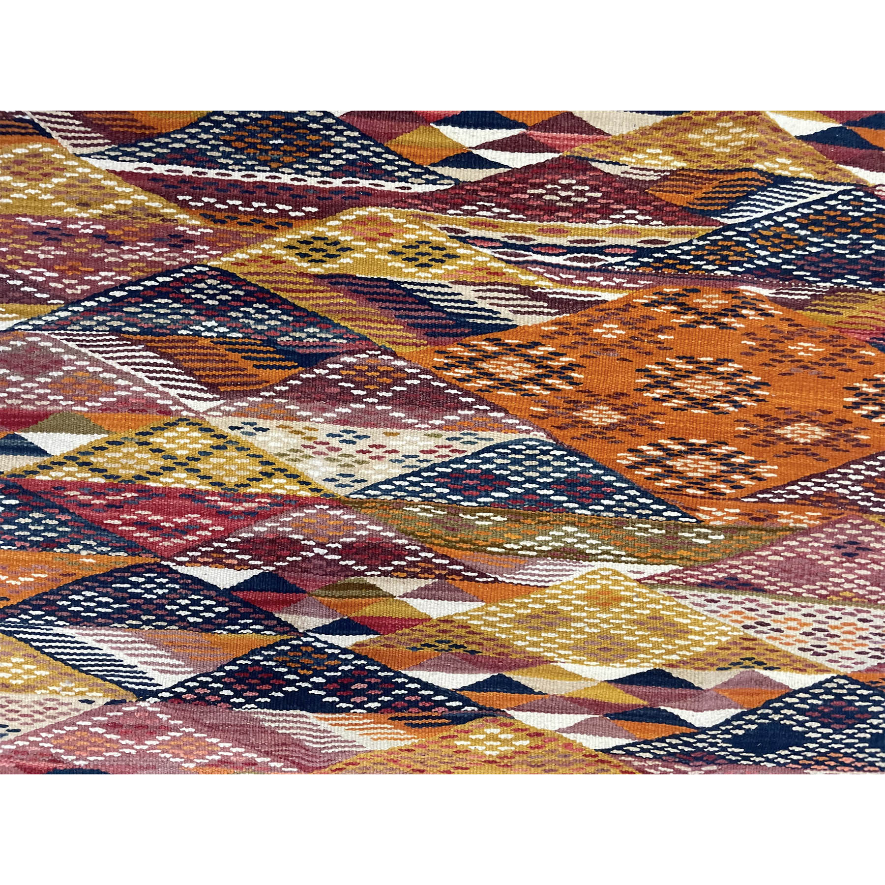 Contemporary geometric red and orange Moroccan flatweave rug - Kantara | Moroccan Rugs