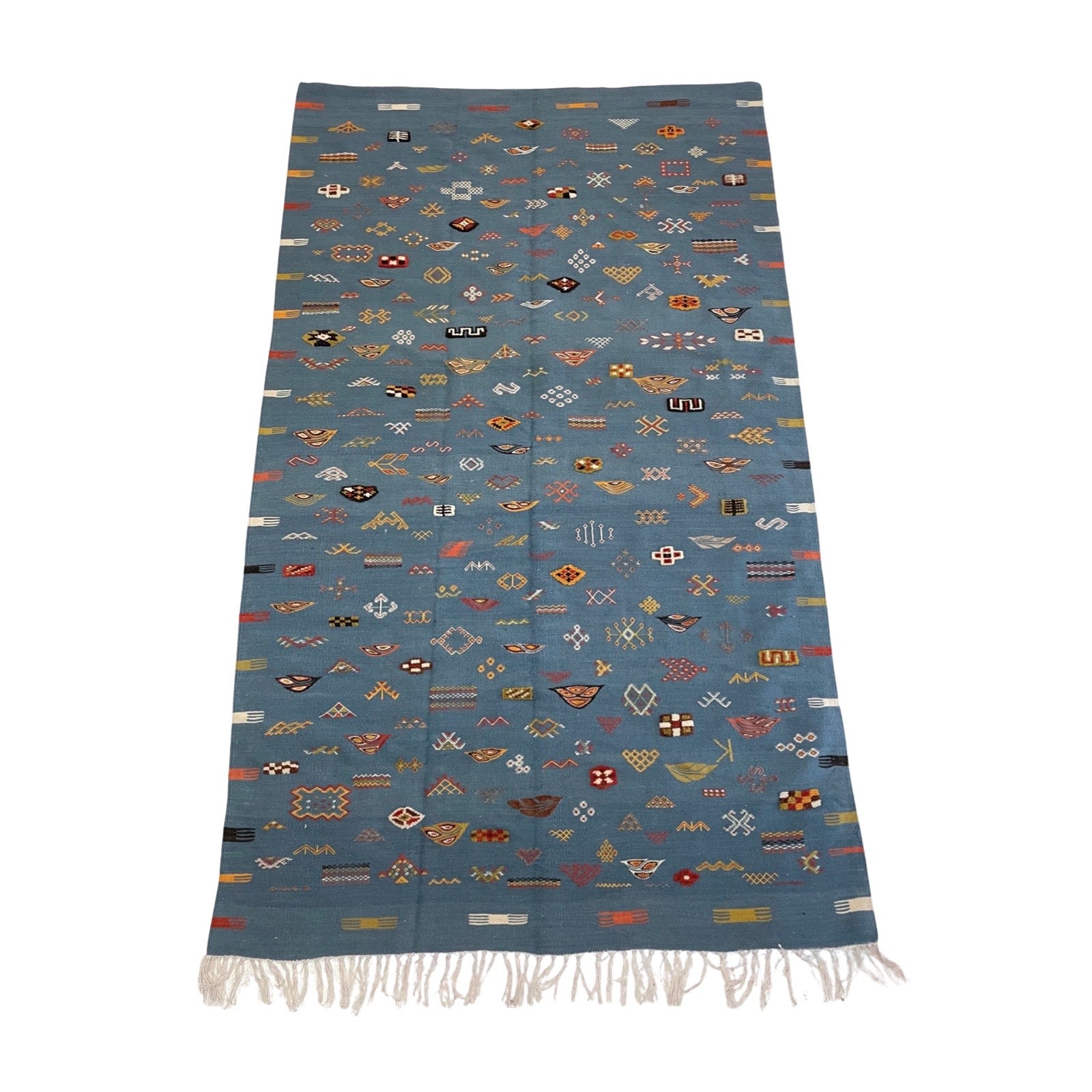 Light blue mixed weave Moroccan wool rug - Kantara | Moroccan Rugs