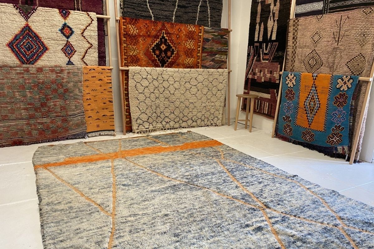 large-blue-beni-mrirt-area-rug-with-orange-accents-moroccan-rug-at-rug-shop-kantara-showroom-los-angeles
