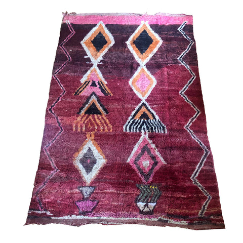 Art deco purple and pink Moroccan diamond rug