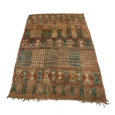 Vintage Moroccan berber carpet with tribal motifs
