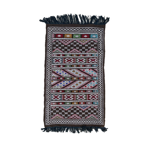 Brown Moroccan flatweave kilim throw rug