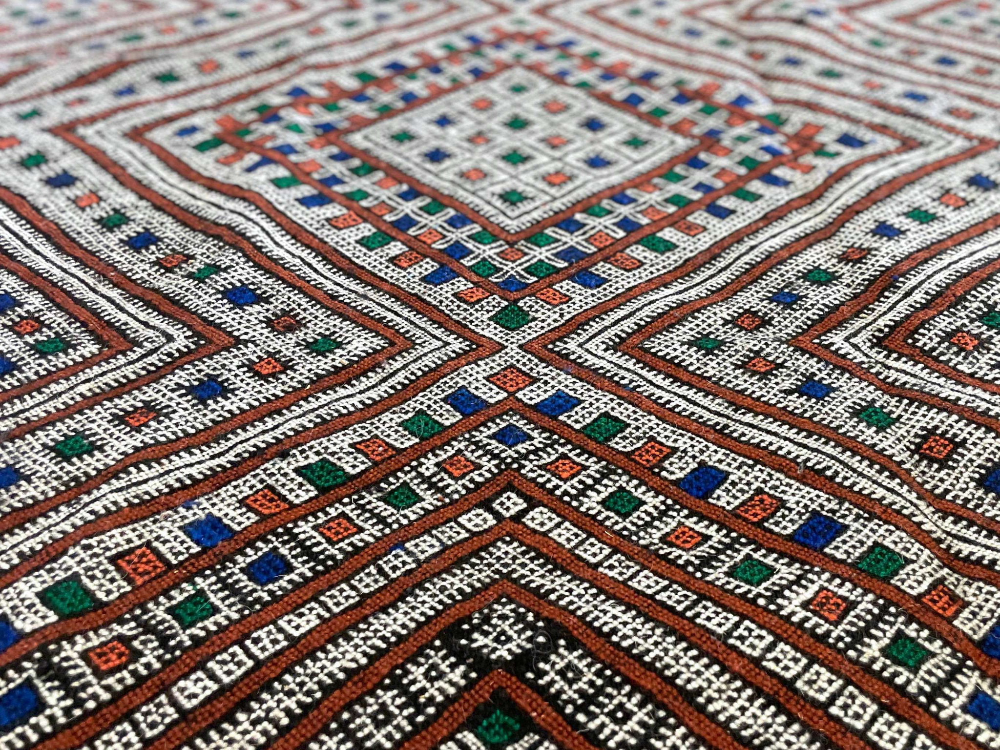 Bright red Moroccan flatweave kilim from the Middle Atlas mountains