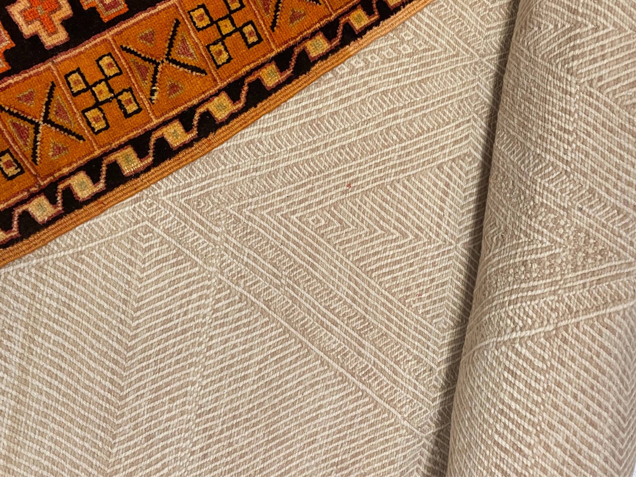 Blue geometric Moroccan Zanafi area rug