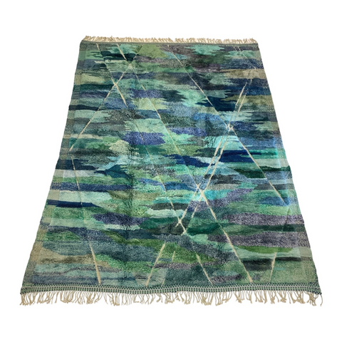 green and blue beni mrirt oversized rug in Kantara's los angeles collection of modern Moroccan rugs