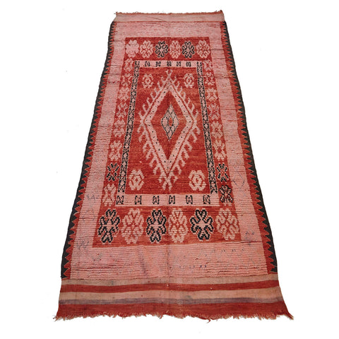 Faded red and pink vintage Moroccan diamond rug