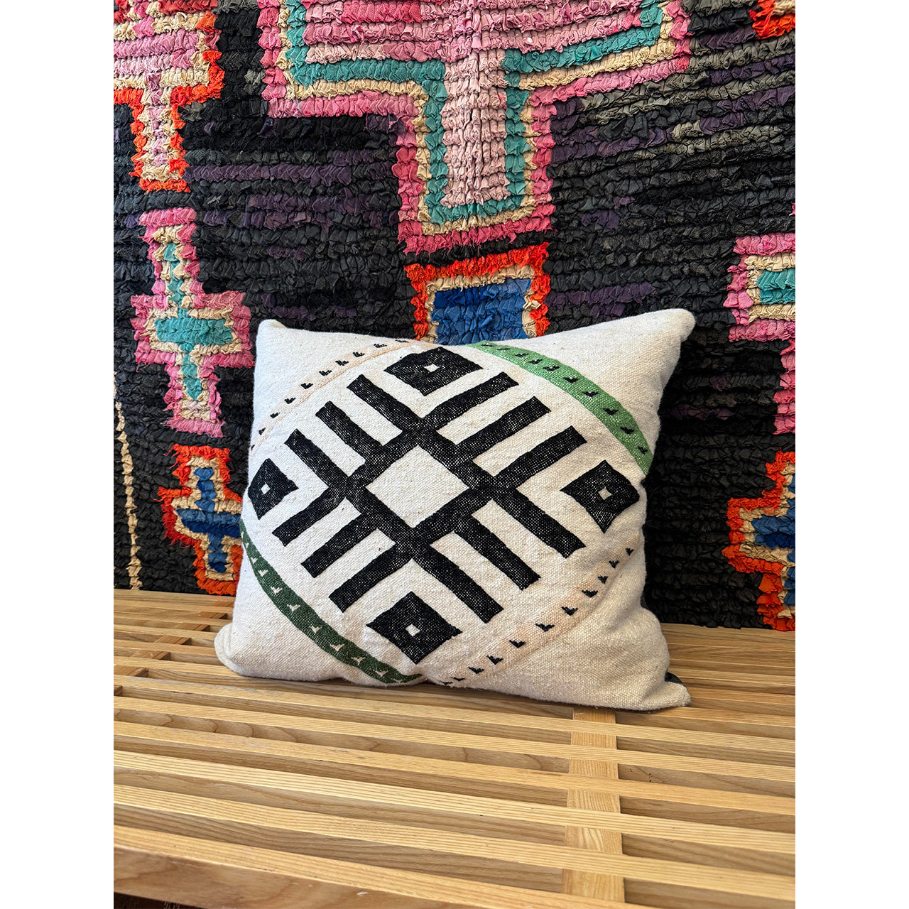 Green Geometric Moroccan Pillow