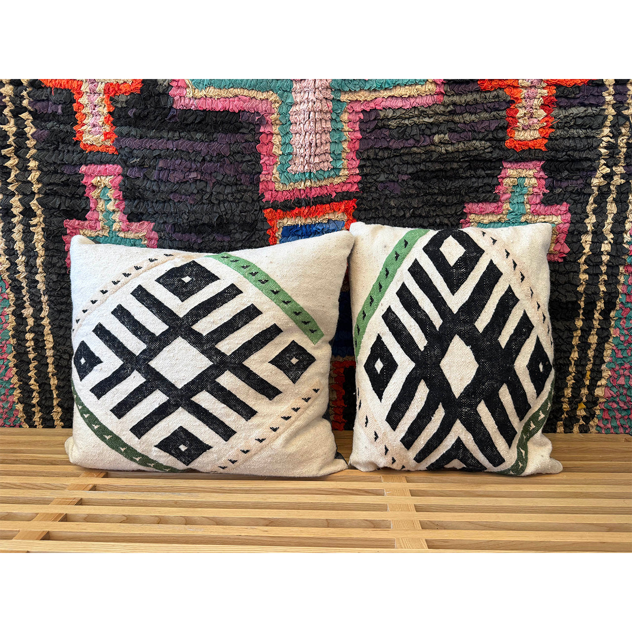 Green Geometric Moroccan Pillow