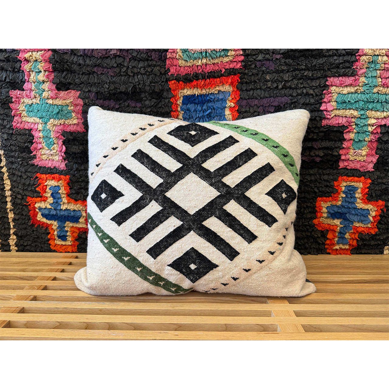 Green Geometric Moroccan Pillow