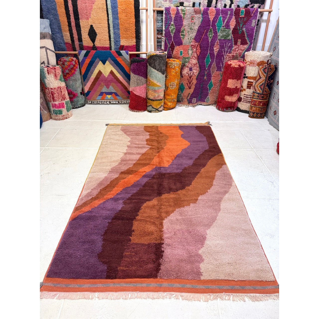 Purple Low Pile Moroccan Rug