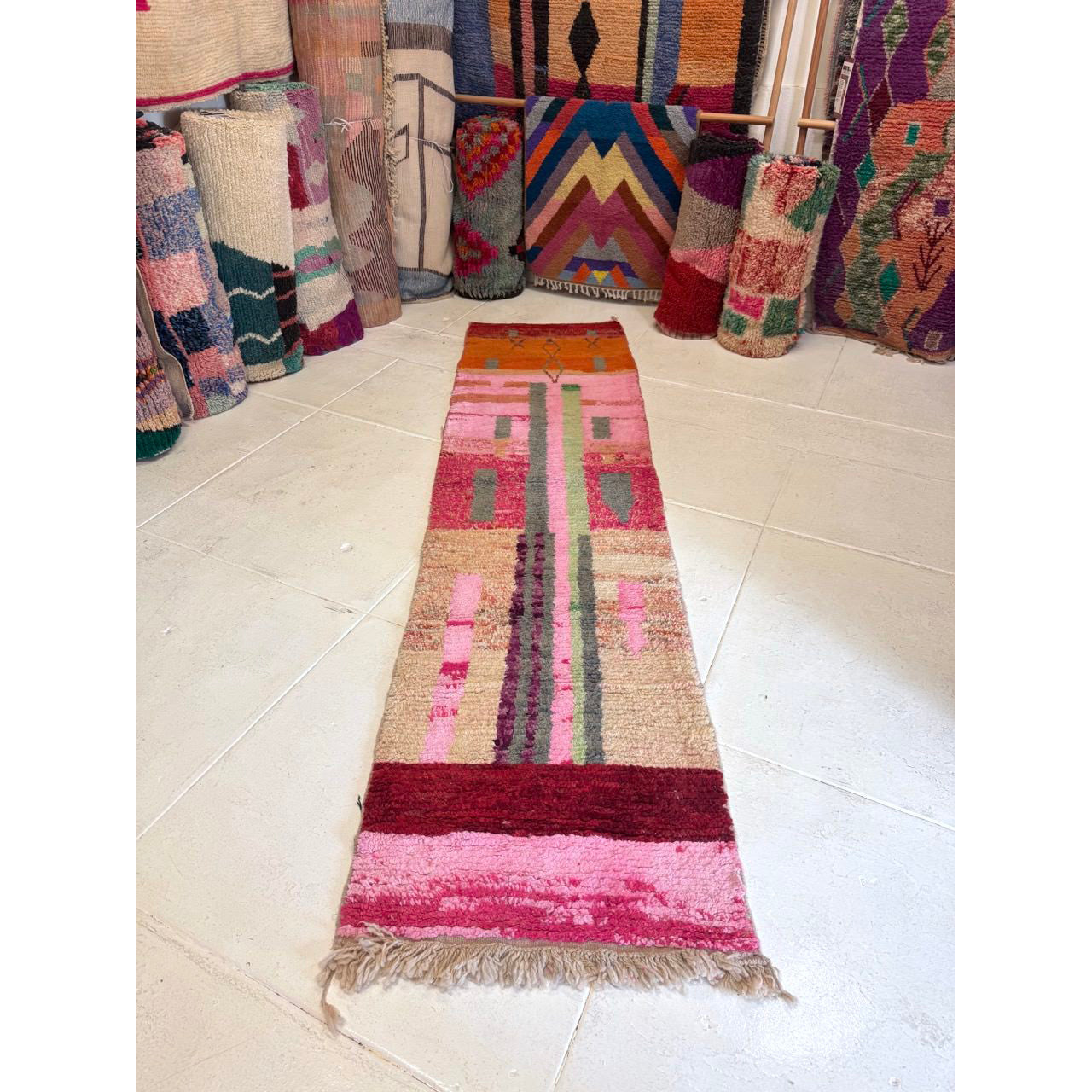 Red and Orange Moroccan Runner Rug
