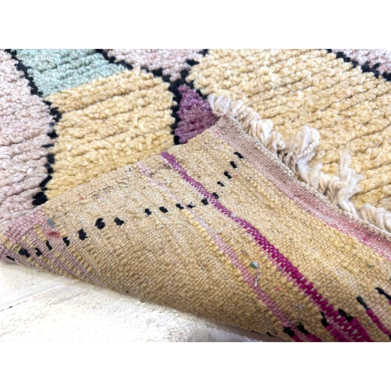 Short Pastel Moroccan Runner Rug