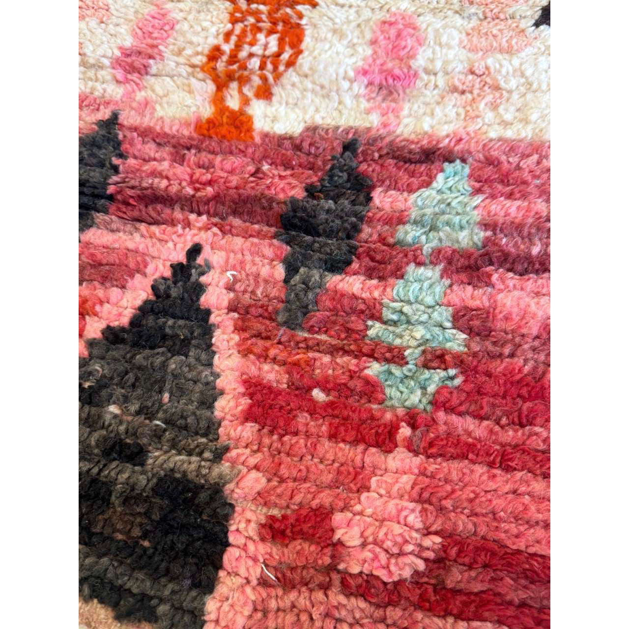Pink and White Moroccan Runner Rug