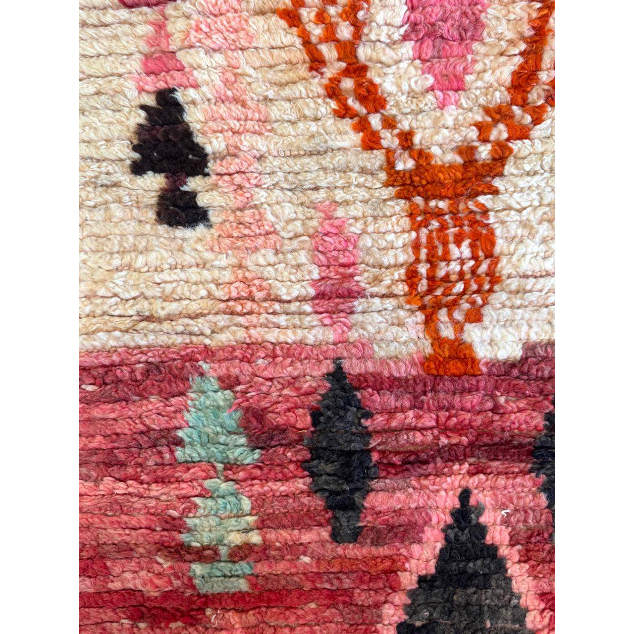 Pink and White Moroccan Runner Rug