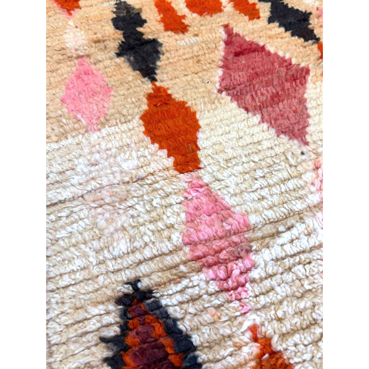 Pink and White Moroccan Runner Rug