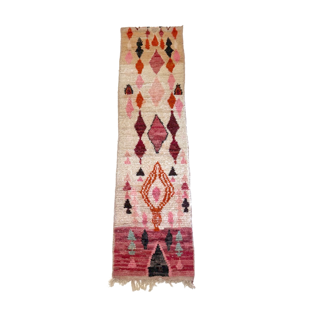 Pink and White Moroccan Runner Rug