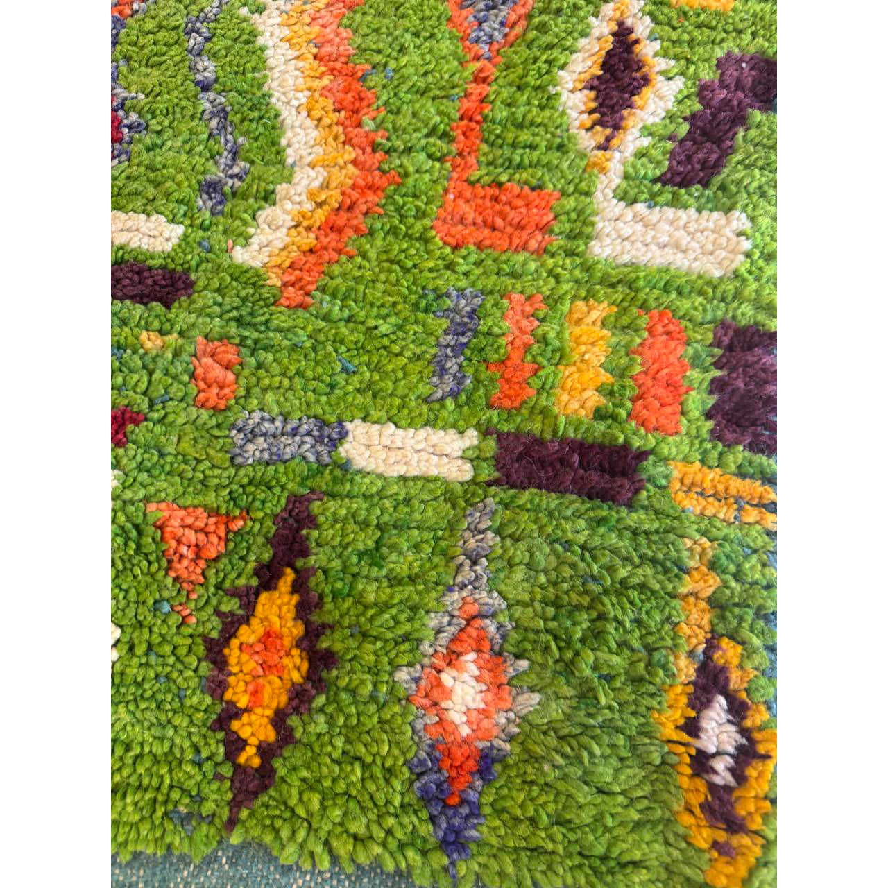 Colorful Green Moroccan Runner Rug